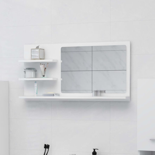 Bathroom Mirror White 90x10.5x45 cm Chipboard