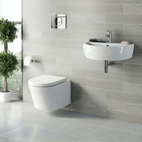 Tate cloakroom suite with contemporary wall hung basin 550mm - White - Mode
