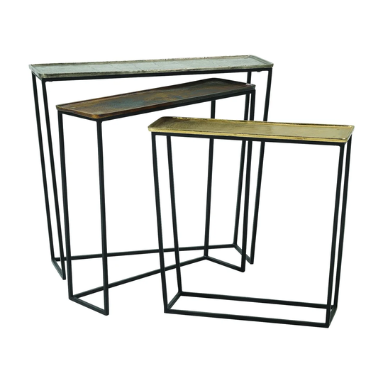 Metal 3 Piece Console Table Set