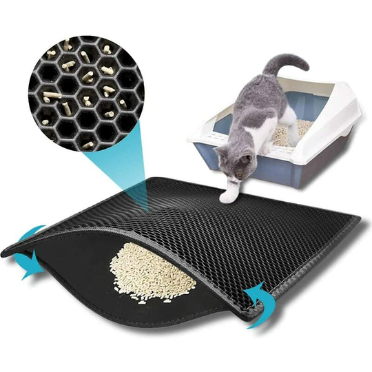 Perlerare - Cat Litter Mat, 15' x 24', Litter Mat, Double Honeycomb Design, Urine Resistant Material, Scatter Control, Easy Cleaning (Black)