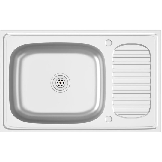 Kitchen Sink with Drainer Set Silver 800x500x155 mm Stainless Steel Vidaxl Silver