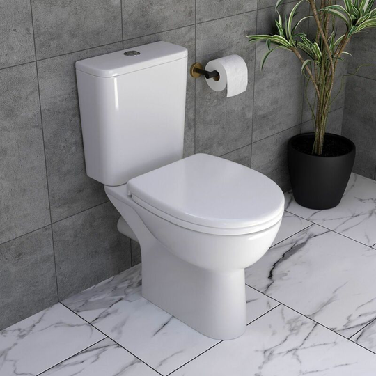 Affine - Close Coupled Toilet wc Dual Flush Soft Close Top Fix Seat Bathroom White Modern