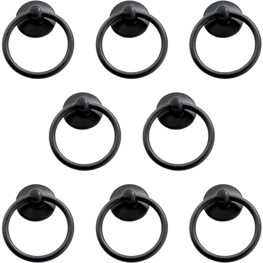 8 Pieces of Retro Door Handles, Round Drawer Cabinet Handles, Antique Zinc Alloy Cabinet Handles, Cabinet Drawer French Doors (Black)