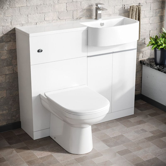 Neshome - Carlo 1000mm p Shape White Right Hand Bathroom Vanity, Basin, wc & btw Toilet