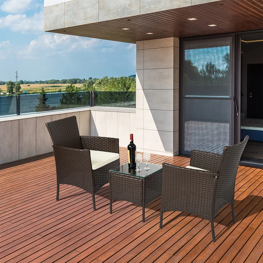 Garden Furniture Set 3 Pieces, Rattan Garden Furniture Set Garden Balcony Furniture Set Completely Hand-Woven, Bistro Cafe Balcony Furniture Set
