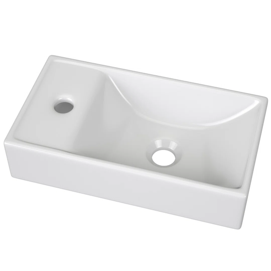 Olivera White Ceramic Rectangular Bathroom Sink with Faucet