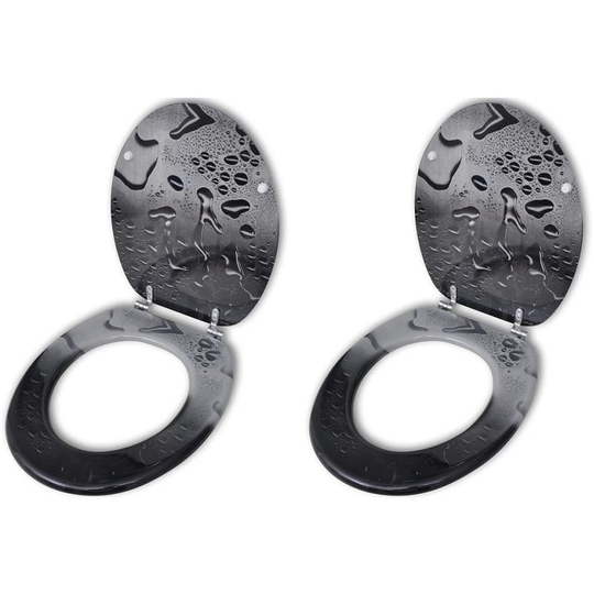 Toilet Seats with Hard Close Lids 2 pcs mdf Water VD18805 - Hommoo