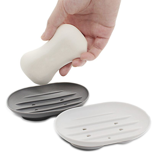 2PCS Silicone Soap Dish with Drain,Oval Soap Box,Non-Slip Soap Tray,Soap Dish for Shower | Bathroom | Kitchen, Soap Dish to Keep Soap Dry and Clean