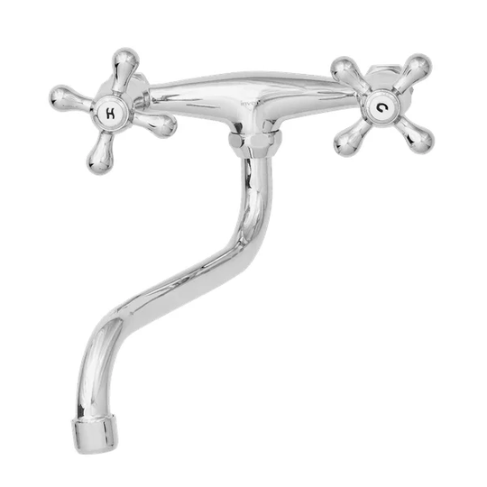 Water Mixer Cross Head 'S' Type Spout Twin Lever Monobloc Tap