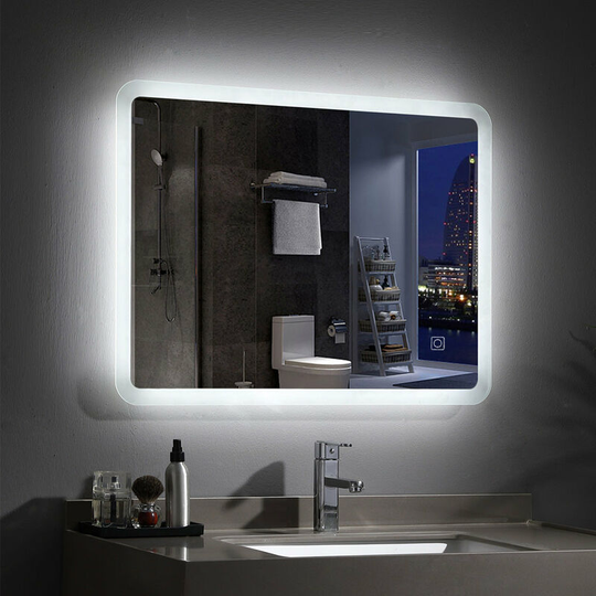 800x600mm Bathroom Mirrors with led Lights Illuminated Backlit Wall Mount Light Up Mirror Dimmable Switch Demister Heated Pad Horizontal/Vertical