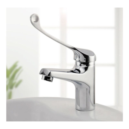 Bet Washbasin Mixer with Medical Handle, pmr Bathroom Faucet, Chrome, Silver