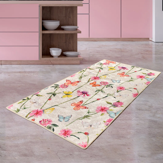 Lilbourn Butterfly Shaggy Beige Rug