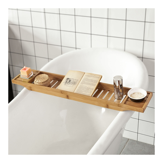Bamboo Bathtub Bridge Soap Dish and Shower Bathtub Sink Rack, FRG212-N - Sobuy