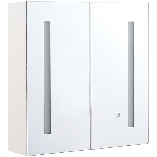 Beliani - Hanging Wall Mirror 2 Door Cabinet with led White Storage Cupboard Chabunco - White