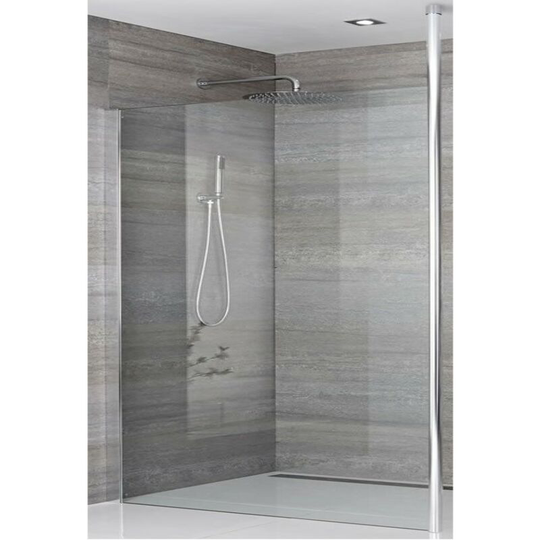 Alto - 900mm Recessed Walk In Wet Room Shower Enclosure with Screen, Profile, Floor to Ceiling Pole and 200mm Tile Insert Square Shower Drain