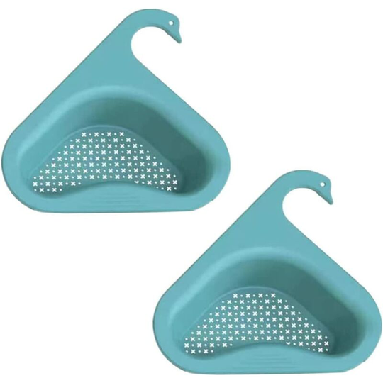 Triangular Sink Roughness Corner Drainer Snag Kitchen Food Sink Strainer Sky Blue 2pcs.