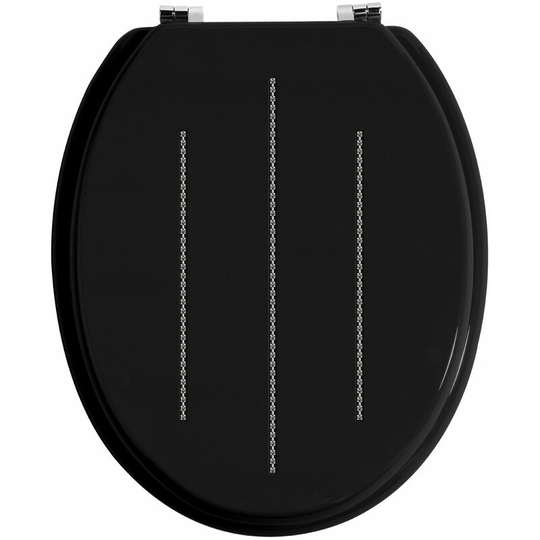Black Toilet Seat with Diamante Detail - Premier Housewares
