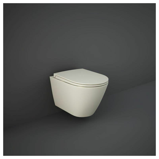 Rak Feeling Rimless Wall Hung Toilet with Soft Close Seat - Matt Greige