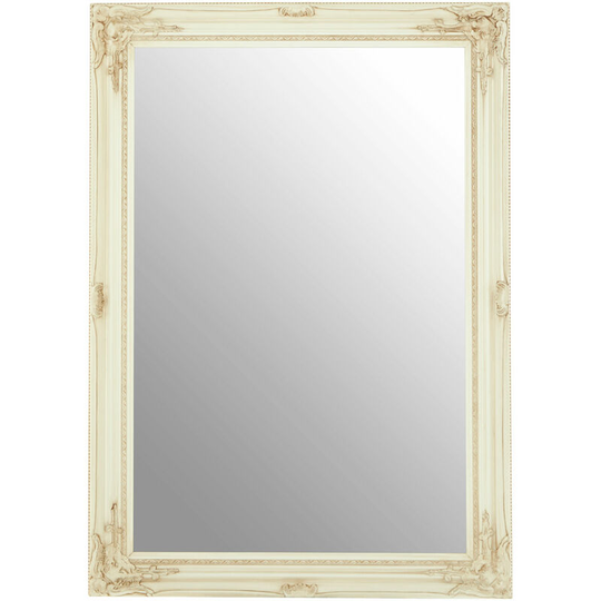 Rectangular Wall Mirror/ Classic Mirrors For Bathroom / Bedroom / Garden Walls Fancy Wall Mounted Mirrors For Hallway With Bone White Finish 88 x 5 x