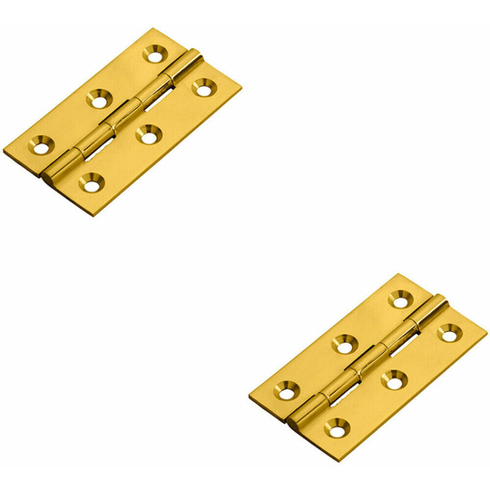 2x PAIR 64 x 35 x 2mm Cabinet Hinge Polished Brass Small Cupboard Door
