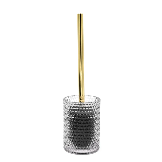 Sherine toilet brush, transparent, handle color: Gold colored, glass / ABS