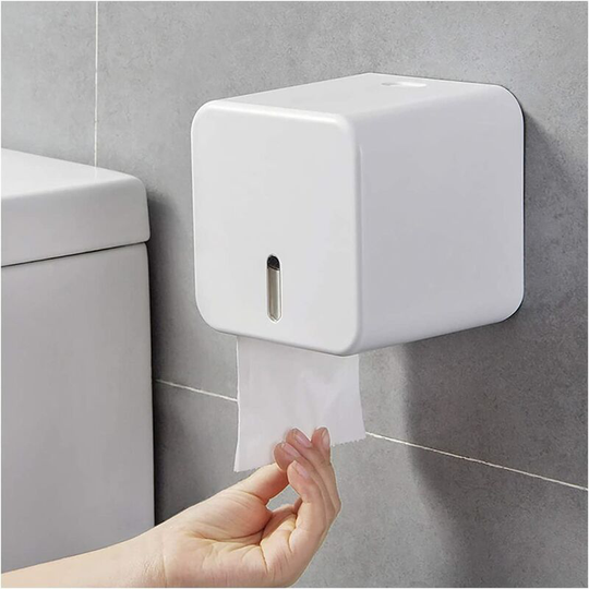 Toilet roll holder, wall mounted roll holder, toilet roll holder and waterproof / dustproof toilet paper dispenser - for bathroom / toilet (white)
