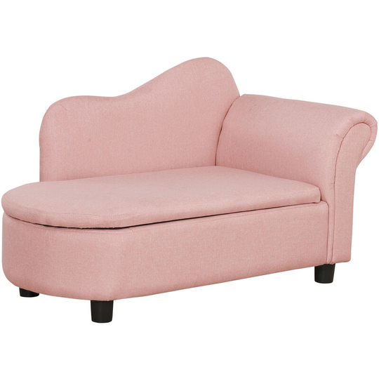 HOMCOM Kids Sofa Toddler Armchair Children Chair W/ Storage for Bedroom Pink - Pink