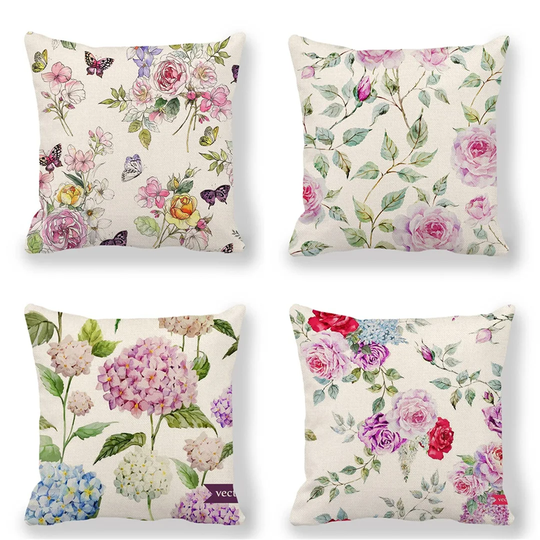 Flowers And Butterflies Cushion Cover Sofa Throw Pillow Cover Office Living Room Sofa Decor Square Pillowcases Cushion Garden Flower Cushions Bench Ou