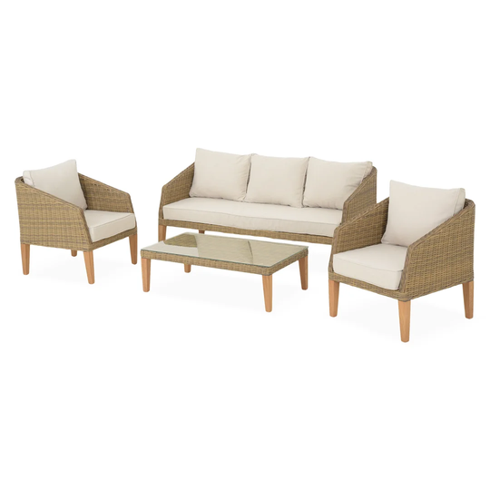Set Sofa 3 Seater, 2 Armchairs And Table Debby Nature/beige