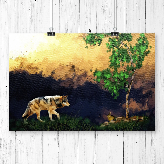 'Abstract Wolf Art' Printing Print