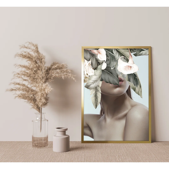 Girl with a Head in Flowers - Picture Frame Graphic Art