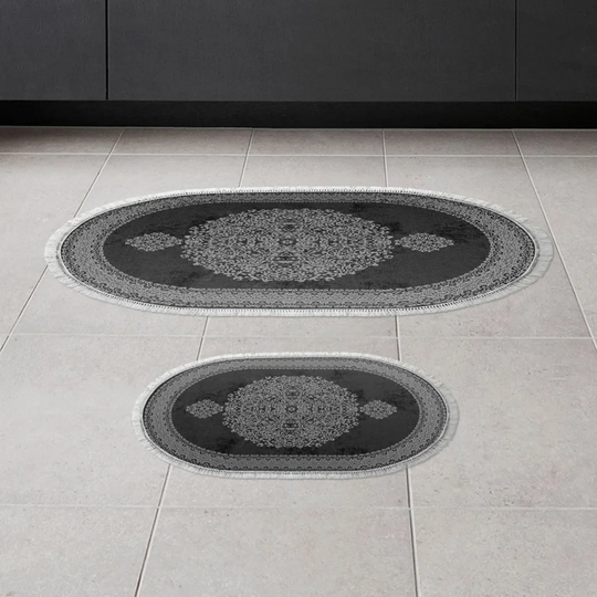 Mejias 2 Piece set Oval Bath Mat