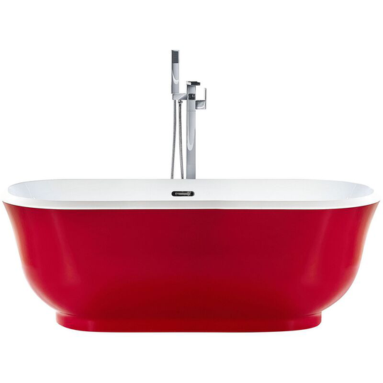 Beliani - Freestanding Bathtub Sanitary Acrylic Oval Rounded Edges Red Tesoro - Red