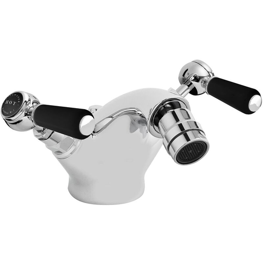 Lever Hex Mono Bidet Mixer Tap with Waste - Black/Chrome - Bayswater