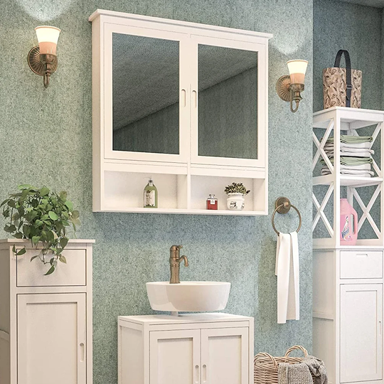 Runge 100cm W x 100cm H x 16cm D Solid Wood Wall Mounted Bathroom Cabinet