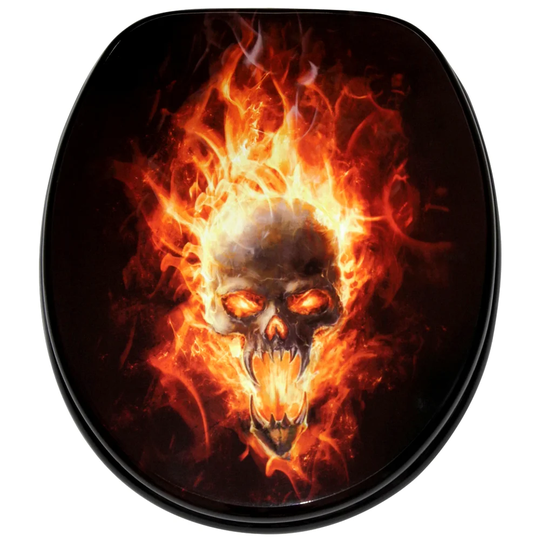 Flaming Skull Soft Close Elongated Toilet Seat