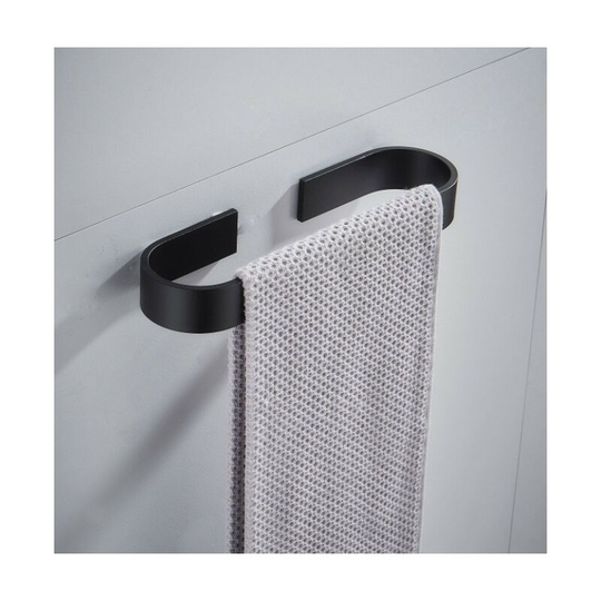 Self Adhesive Towel Bars, BR-Vie Towel Rail for Bathroom or Kitchen, No Drilling Towel Rail, Aluminium, Matte Black, 25cm