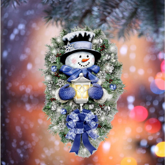 2pcs Christmas Snowman Wreath Door Window Sticker Decal Xmas Shop Home Decor (20*30cm)