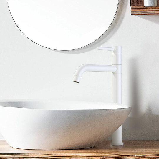 Swyeoot - White Basin Mixer Tap, 360° Swivel Bathroom Faucet, Brass Tall Basin Sink Faucet