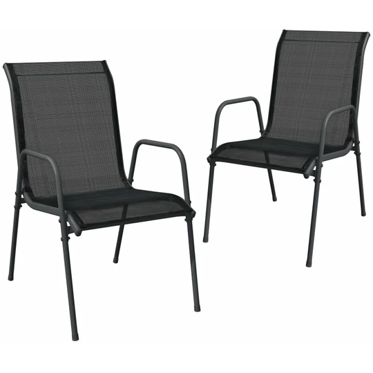 Garden Chairs 2 pcs Steel and Textilene Black Vidaxl Black