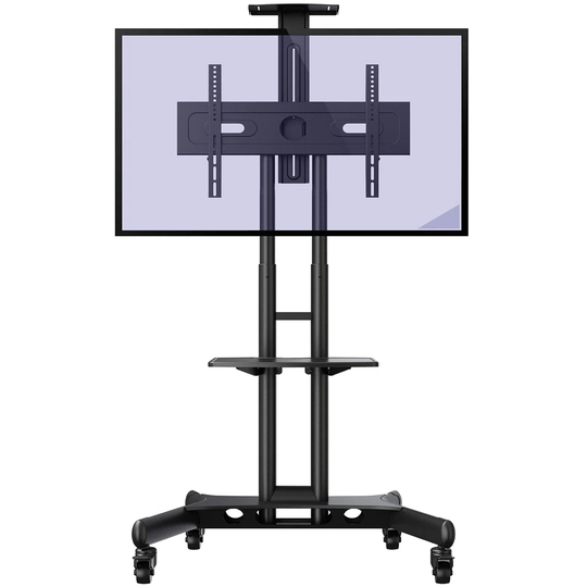 Afizah Anti Tip & Ultra Stable Black Floor Stand Mount for 32"-65" with Shelving, Holds up to 200 kg