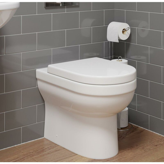 Back to Wall Ceramic Toilet WC Bathroom Pan Cloakroom with Soft Close Seat White - White