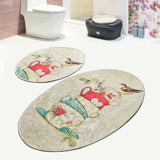 Yatesville 2-Piece Set Oval Bath Mat