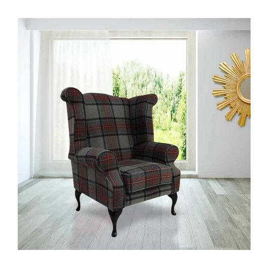 Modern Chesterfield Edward Wool Tweed Wing chair Designersofas4u