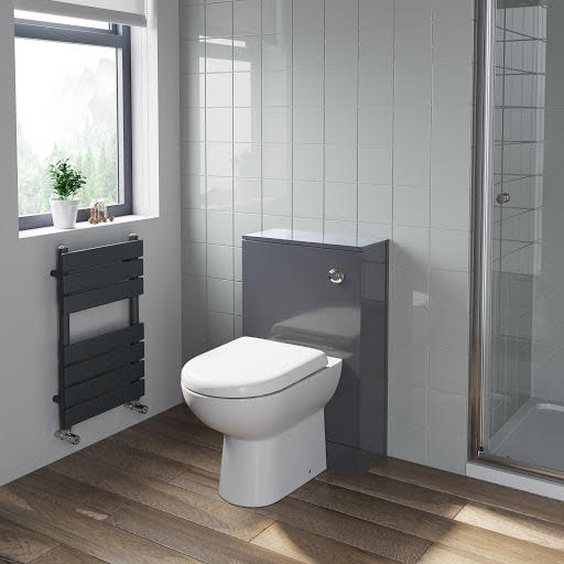 Artis Grey Gloss Concealed Cistern Unit & Toilet - 500mm Width (215mm Depth)