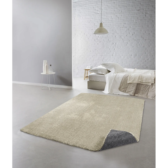 Alja Machine Washable Plain Silky Tufted Beige Rug