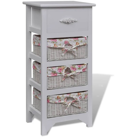 Vidaxl - Cabinet with 1 Drawer and 3 Baskets White Paulownia Wood White