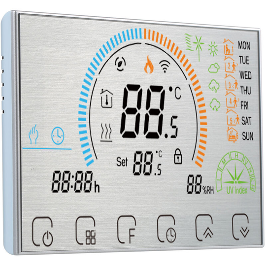 Superseller - Boiler Heating Energy Saving Smart Thermostat with Touchscreen lcd Display Weekly Programmable Room Temperature Controller, Grey&Water
