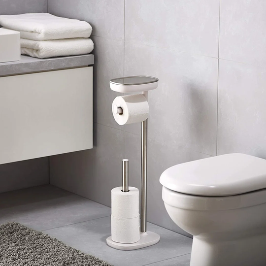 Winsor Free Standing Toilet Roll Holder with Small Storage Shelf