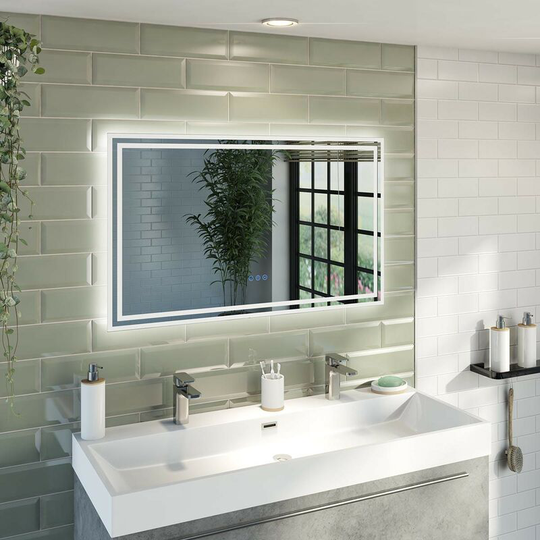 Utzon led illuminated mirror 1000 x 600mm with demister - Silver - Mode